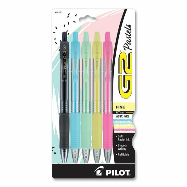 Coolcrafts 0.7 mm Fine G2 Pastel Gel Pen - Retractable; Assorted Pastel Ink & Barrel Colors, 5PK CO3758316